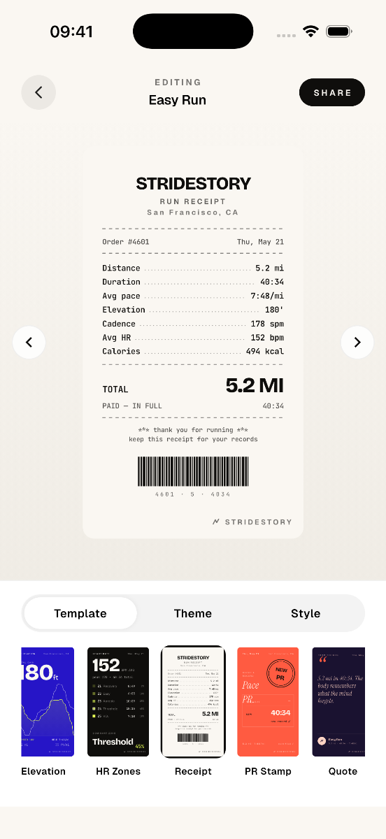 Receipt template